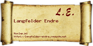 Langfelder Endre névjegykártya